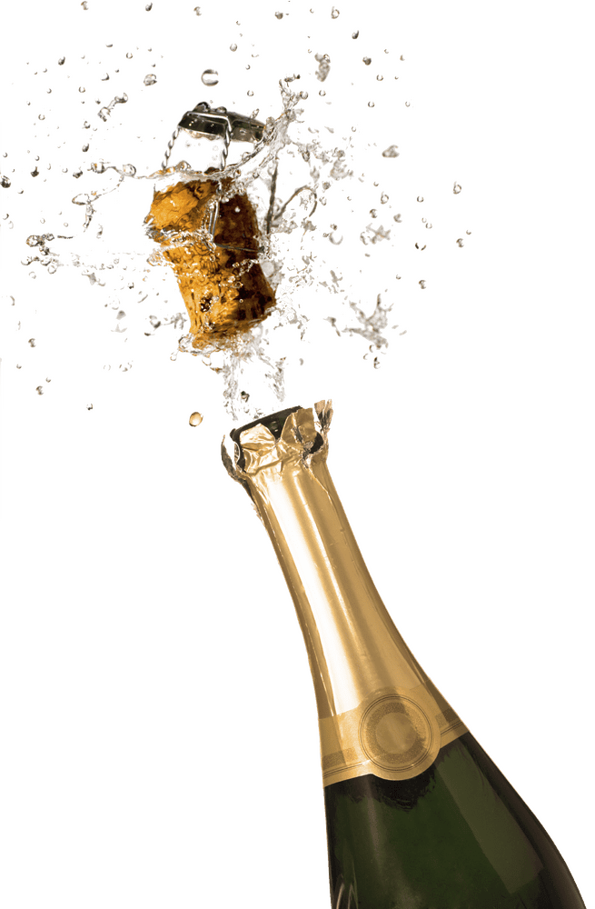Celebration Sparkling Bottle with Cork Pop PNG