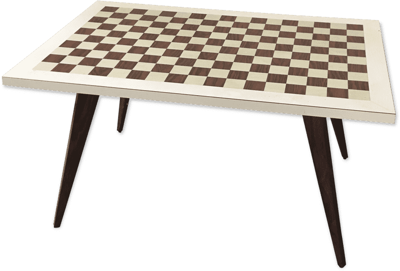 Elegant Wooden Chessboard Coffee Table PNG