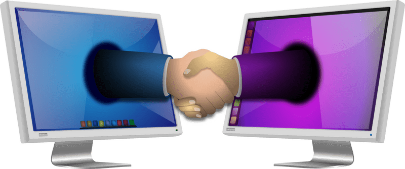 Computer Part Collaboration Virtual Handshake Concept PNG