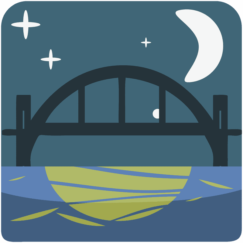 Midnight Reflections over the Bridge PNG