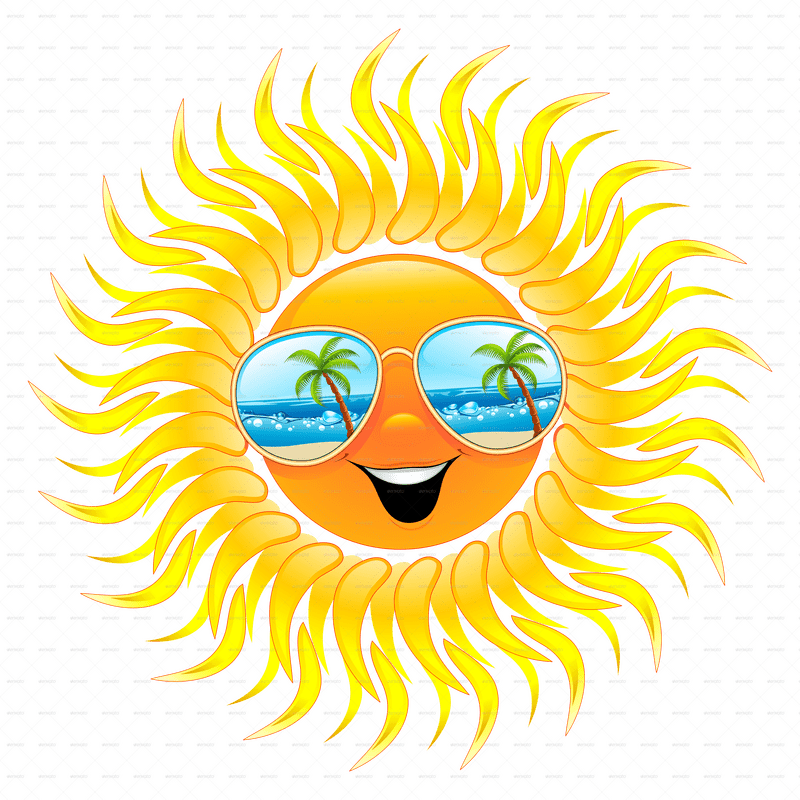 Cheerful Summer Sun with Shades and Waves PNG