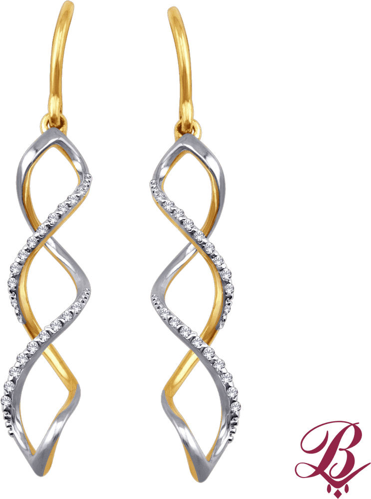 Elegant Twisted Earrings with Sparkling Accents PNG