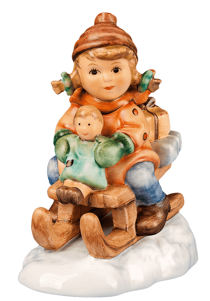 Winter Joy Figurine Cherished Moments on a Sled PNG