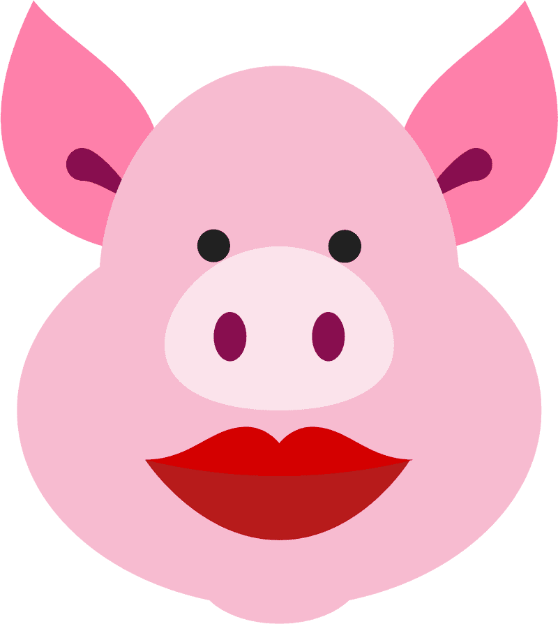 Lipstick on a Cute Piggy Face PNG