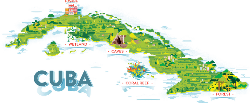 Cuba's Antique Map of Natural Wonders PNG