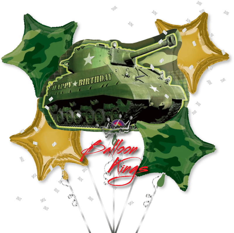 Army Birthday Bash with Tank Balloons PNG