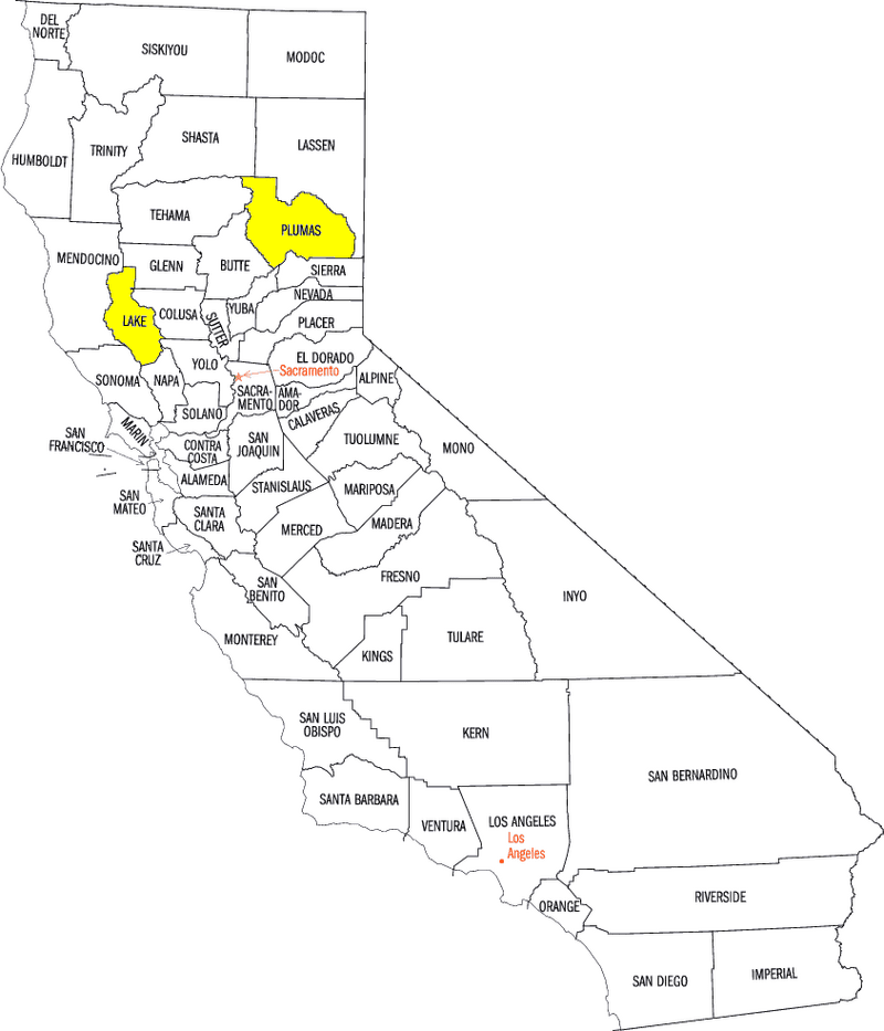 USA Map Highlighting California Counties PNG