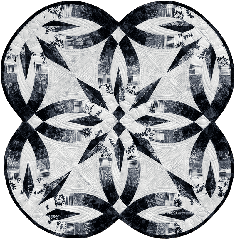 Elegant Monochrome Quilt Blanket Design PNG