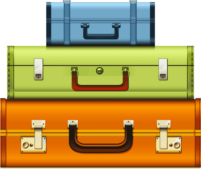 Colorful Stack of Luggage Suitcases PNG