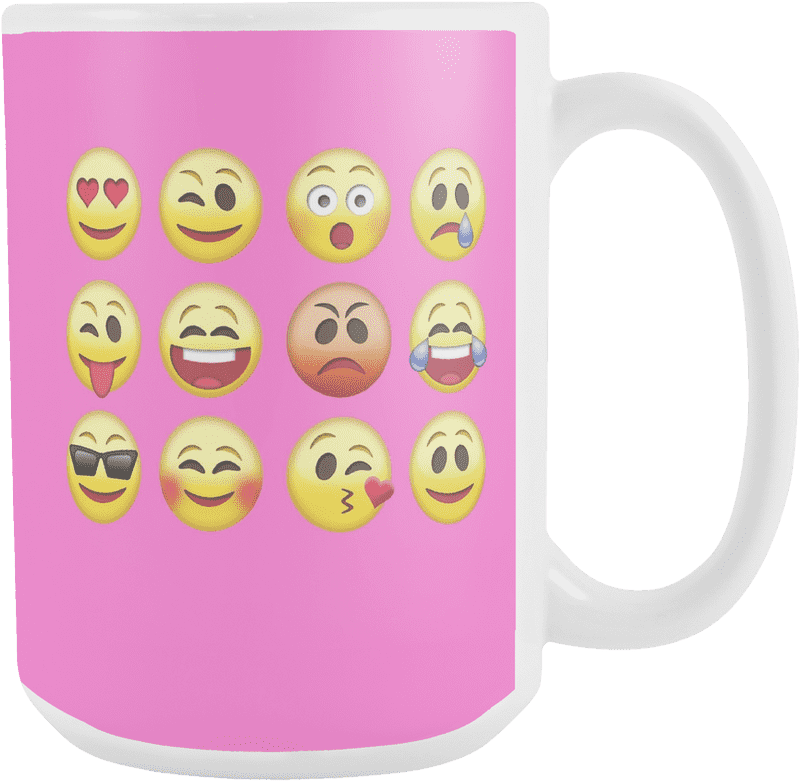 Whimsical Emoji Ceramic Mug for Fun Sips PNG