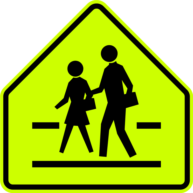Child Safety Zone School Crossing Ahead PNG