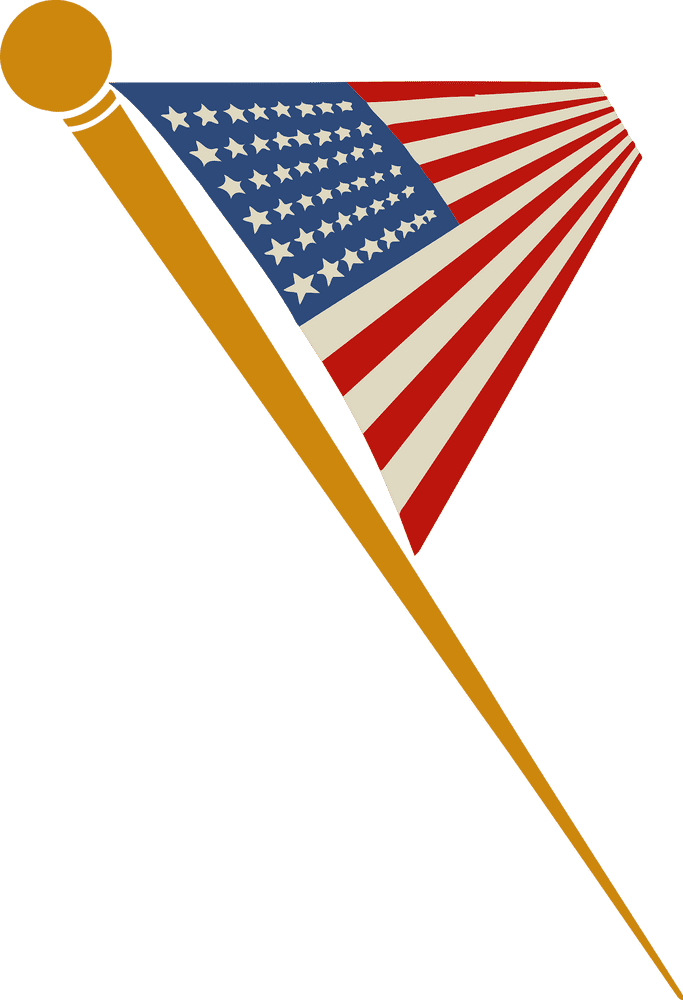 Iconic American Flag on a Stylish Flagpole PNG