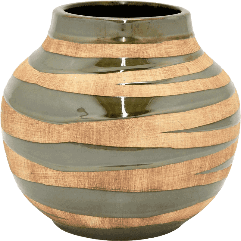 Stripes of Earth Elegant Ceramic Vase PNG