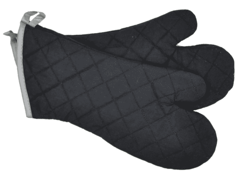 Classic Black Quilted Oven Mitt Set PNG