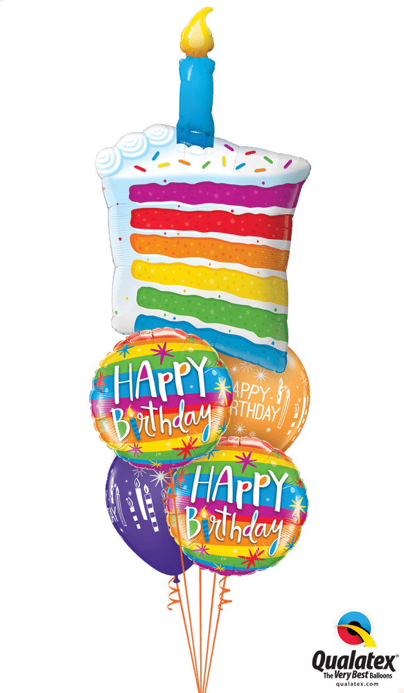 Colorful Balloon Birthday Cake Celebration PNG