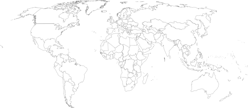 Minimalist World Map on Black Background PNG