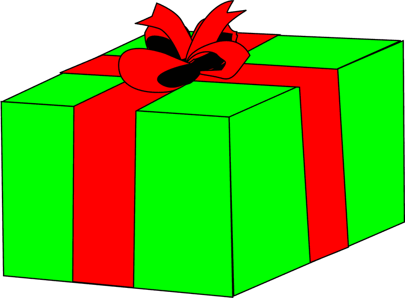 Festive Green Gift Box with Red Ribbon PNG