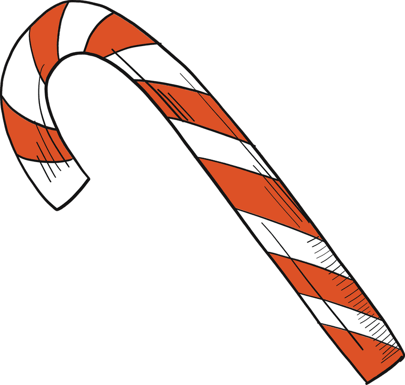 Festive Walking Cane for Seasonal Cheer PNG