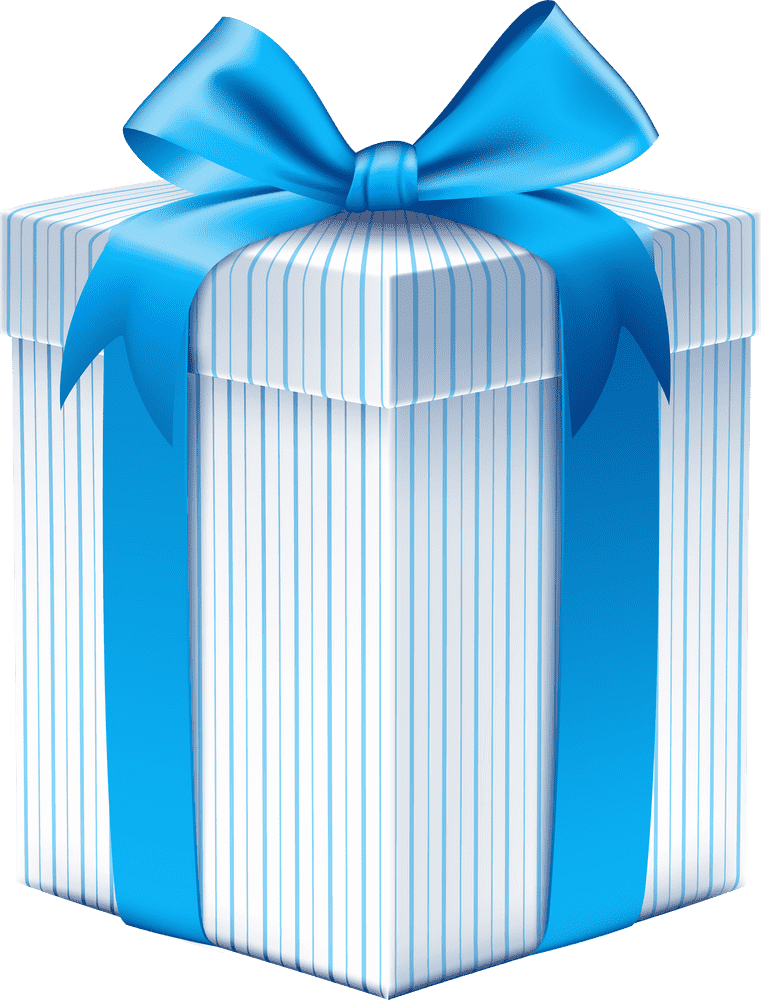 Elegant Blue Striped Gift Box Delight PNG