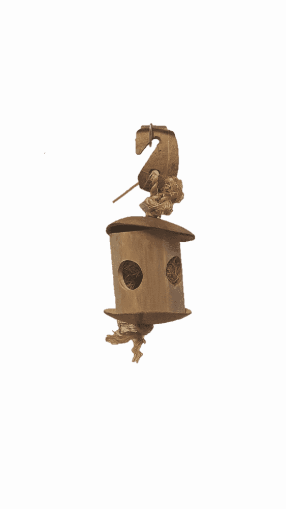 Whimsical Wooden Birdhouse Hanging Delight PNG