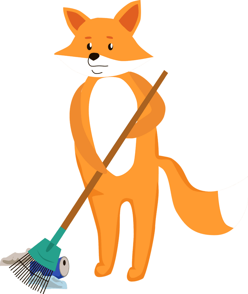 Friendly Fox Clean Tool Helper PNG