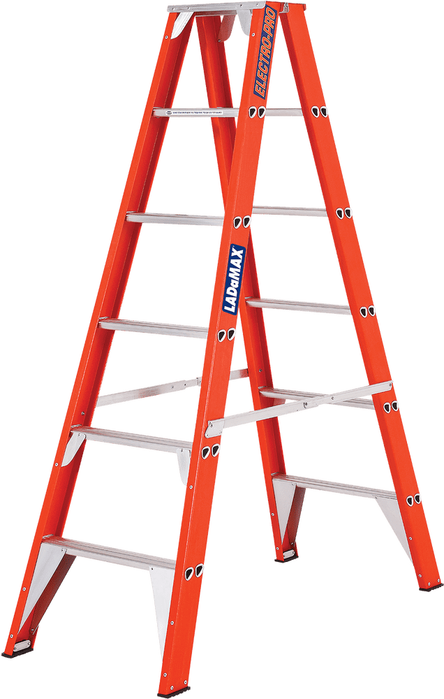 Sturdy Orange Step Ladder for Easy Access PNG