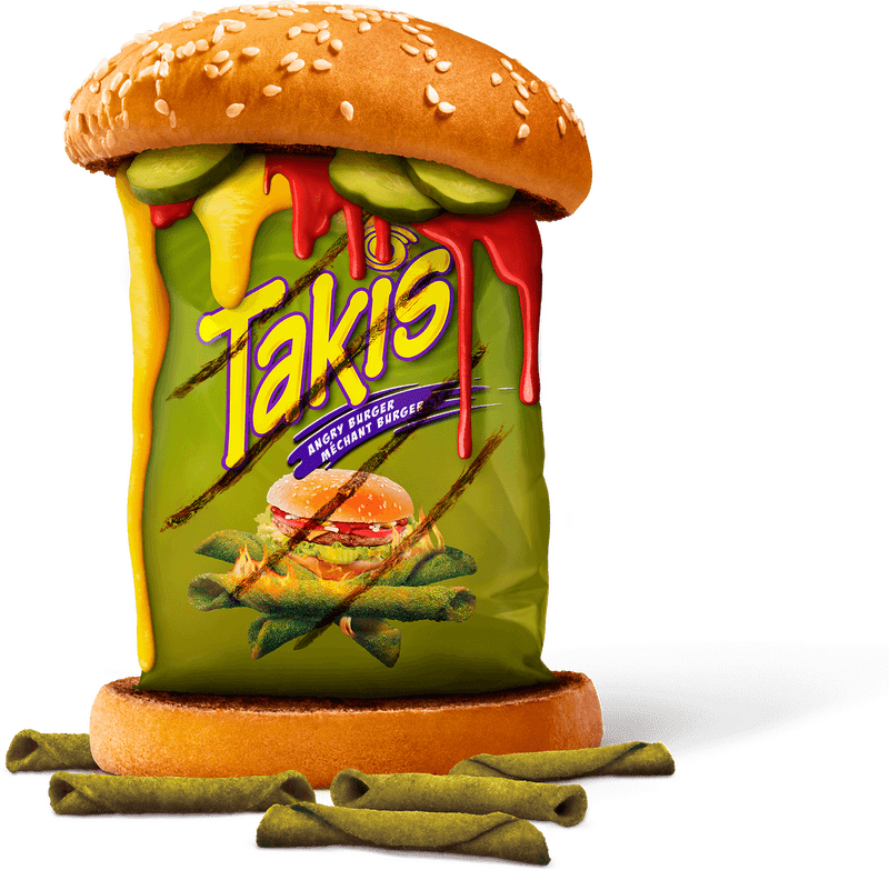 Takis Spicy Flavor Explosion Burger PNG