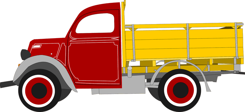 Classic Red and Yellow Delivery Truck PNG