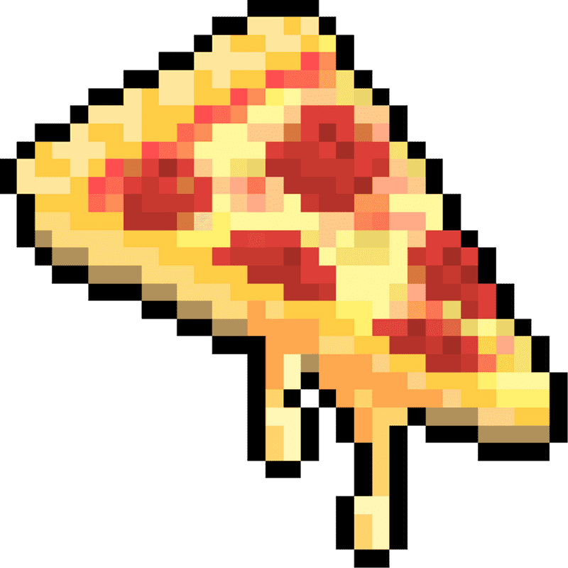Deliciously Cheesy Pixel Pizza Slice PNG