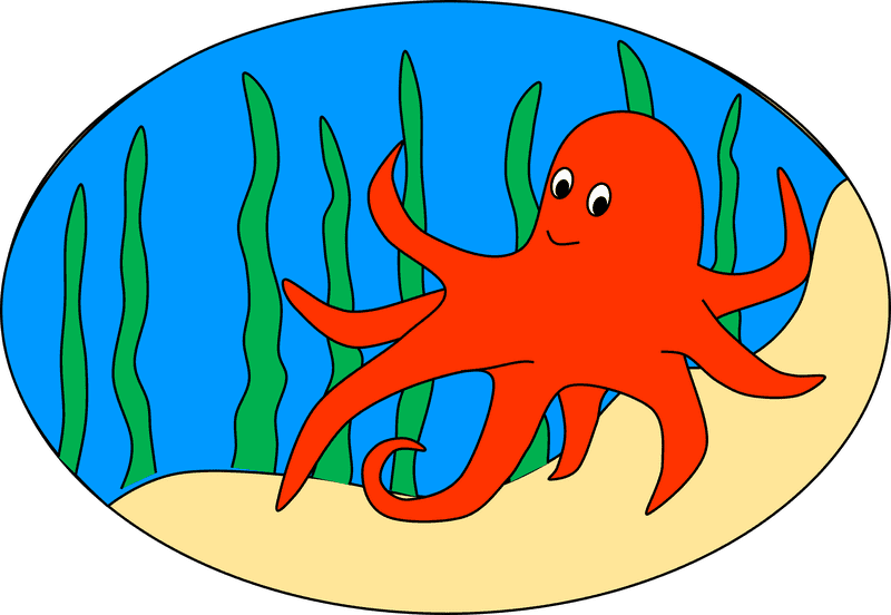 Playful Octopus Tentacles in a Vibrant Ocean Scene PNG