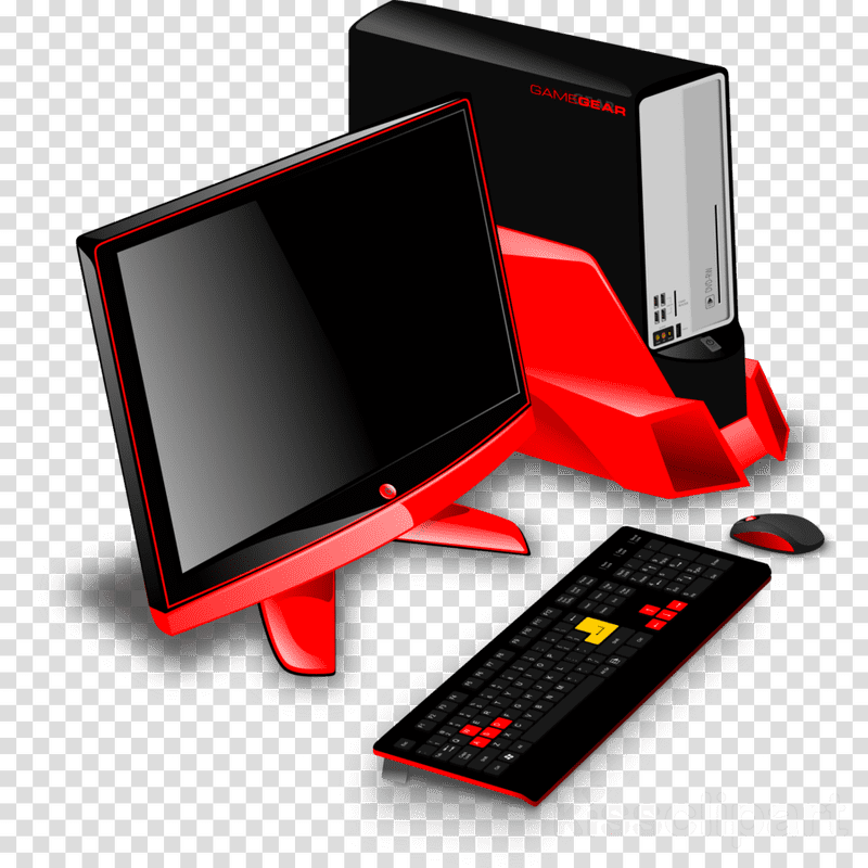 Stylish Computer Part Setup with Monitor and Keyboard PNG