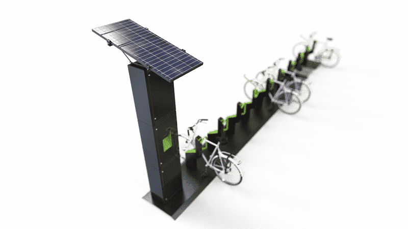 Solar Panel Bicycle Charging Station PNG