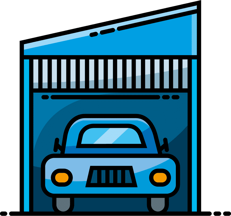 Stylish Blue Car in Parking Garage PNG