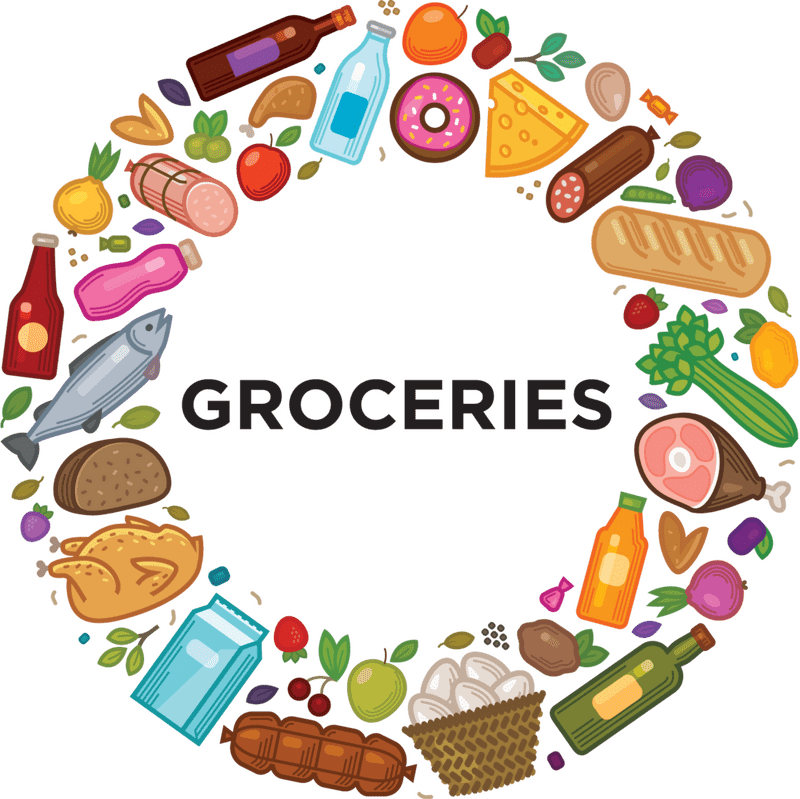 Colorful Circle of Fresh Groceries PNG