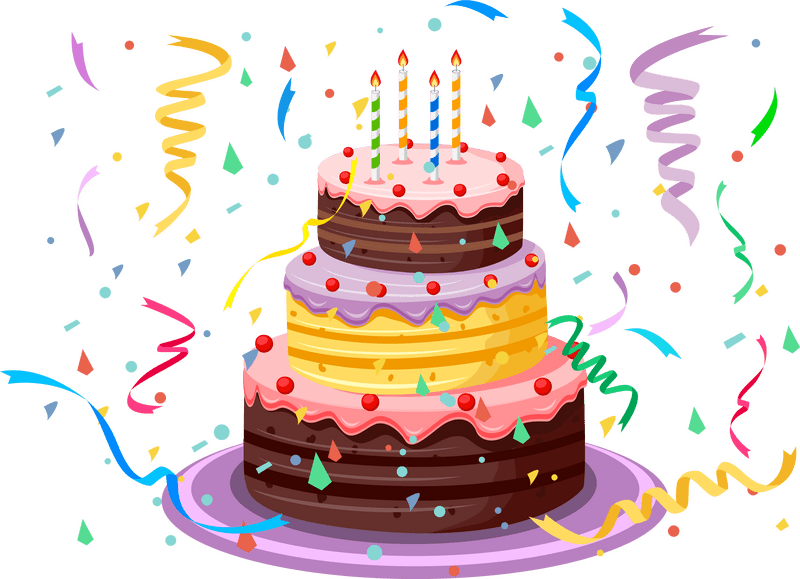 Colorful Birthday Cake Celebration PNG