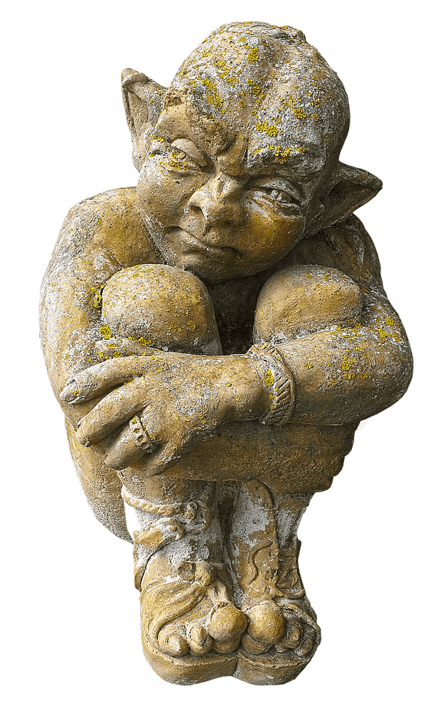 Marble Statue of a Contemplative Goblin PNG