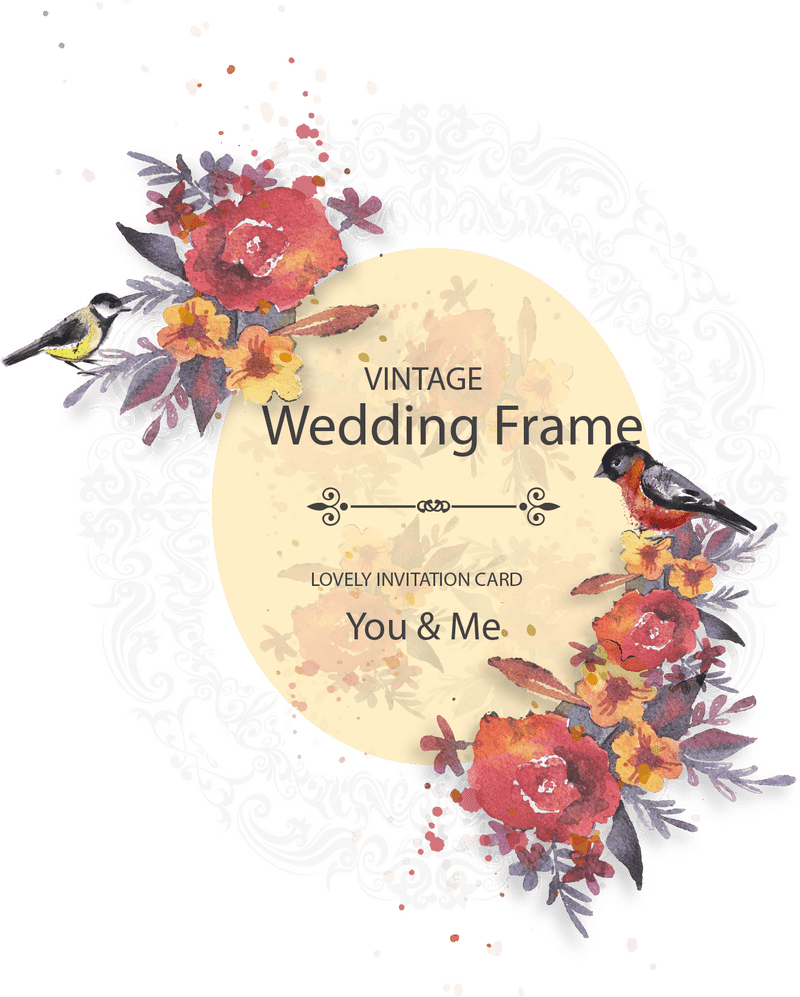 Vintage Wedding Frame Greeting Card Design PNG