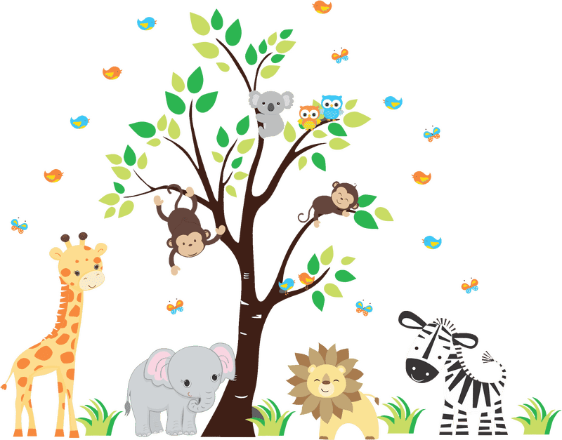 Whimsical Nursery Room Safari Adventure PNG