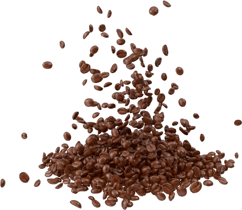 Dynamic Dance of Coffee Beans PNG