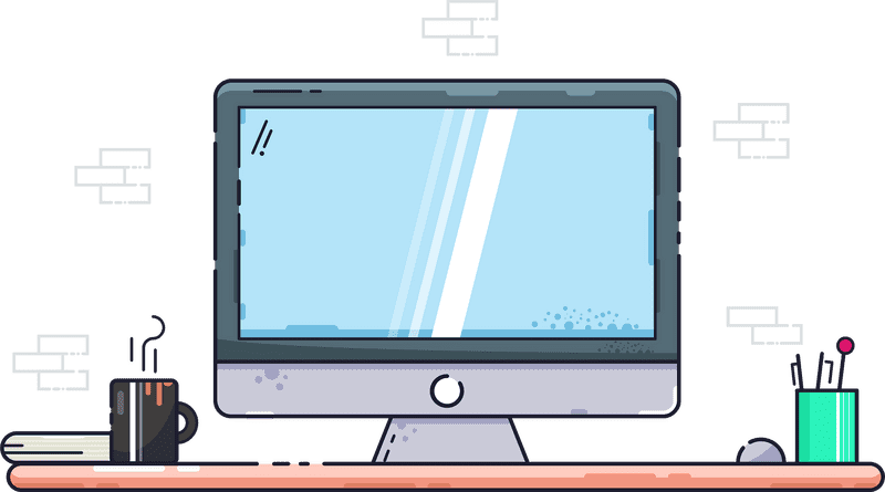 Stylish Computer Part Desktop Monitor Setup PNG