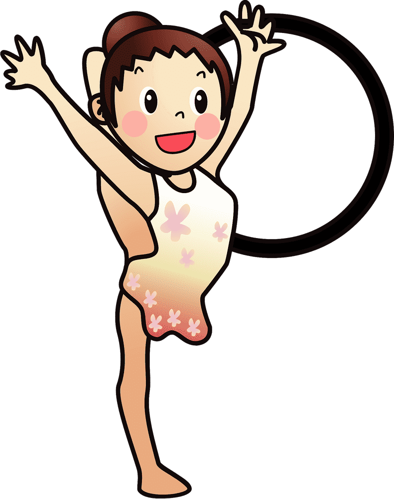 Joyful Gymnast with a Basketball Hoop PNG