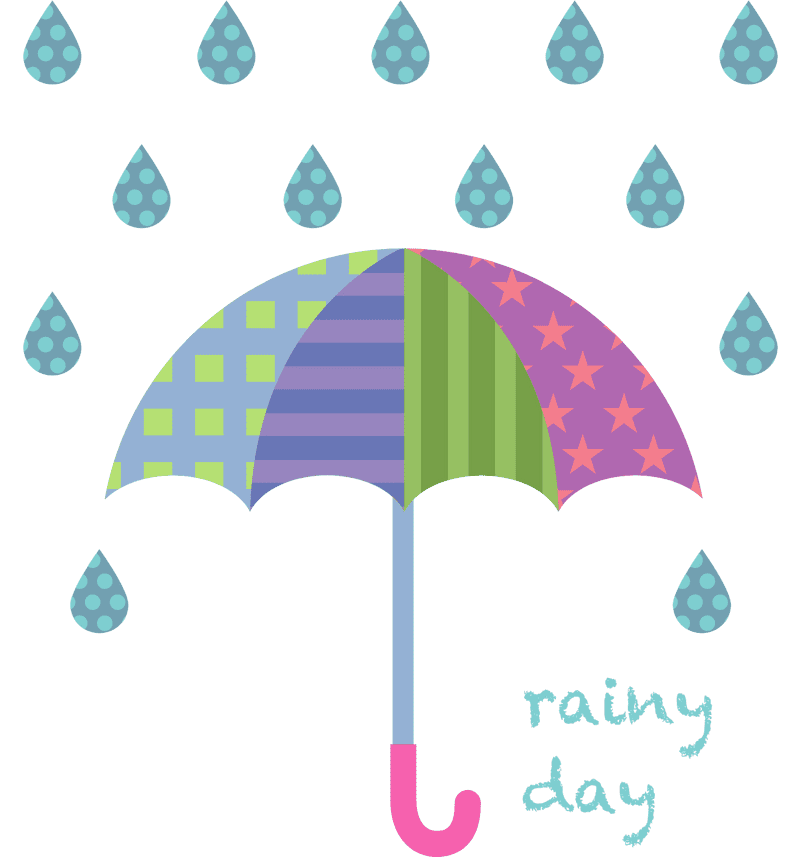 Colorful Umbrella Under a Gentle Rain PNG