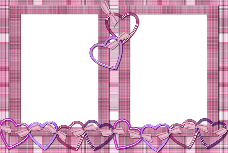 Romantic Hearts Photo Frame Design PNG