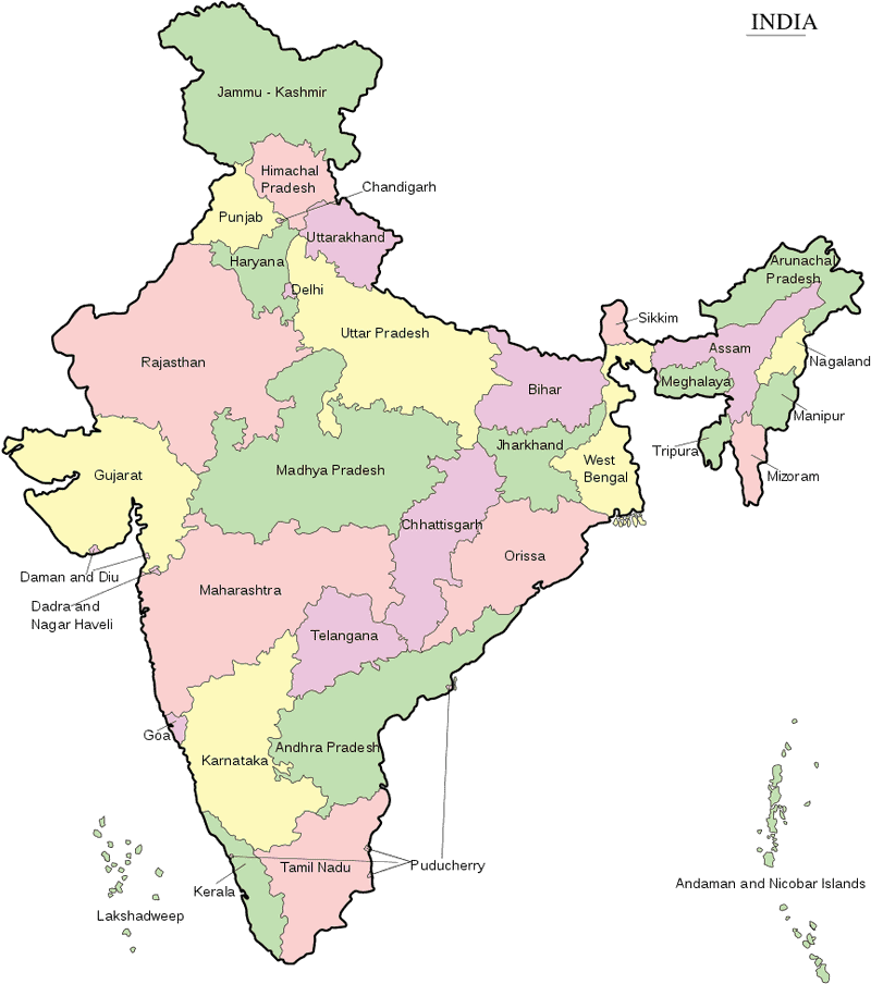 Colorful Island Map of Indian States PNG