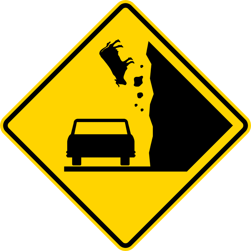 Caution Road Sign for Falling Cattle Ahead PNG