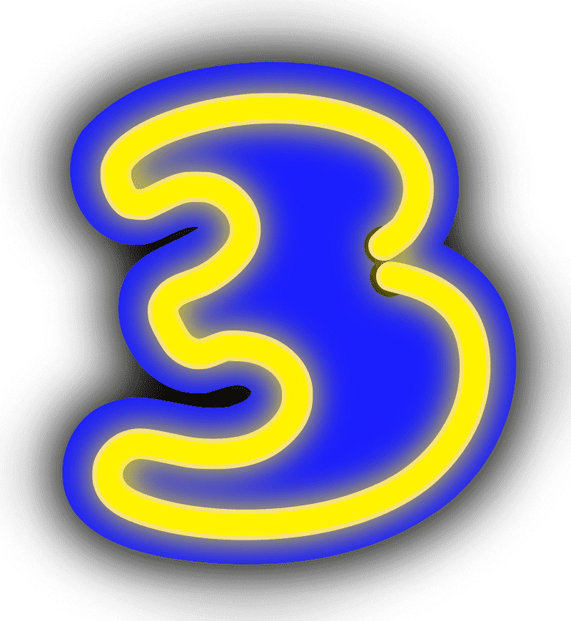 Neon Sign Number Three Glow PNG
