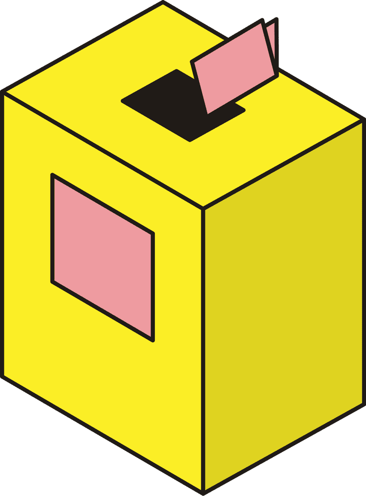 Vibrant Yellow Election Ballot Box PNG