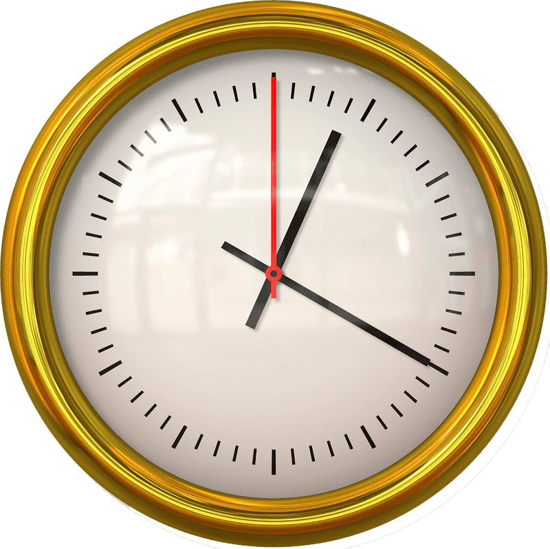 Elegant Golden Wall Clock Design PNG