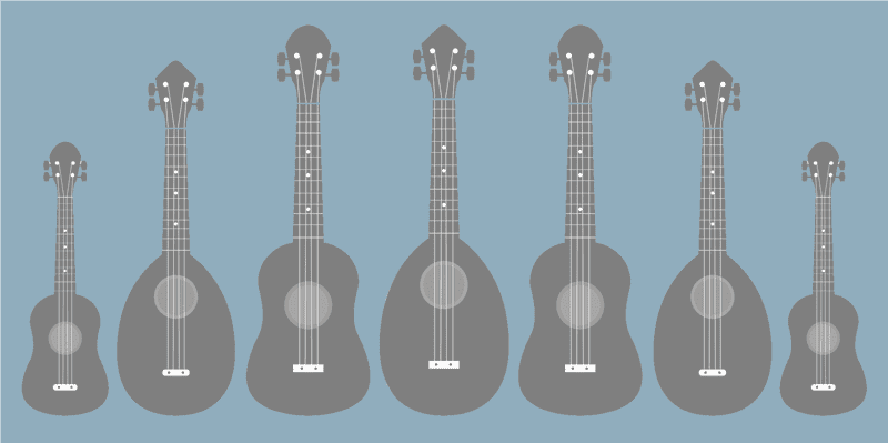 Collection of Unique Musical Instruments Ukuleles in Harmony PNG