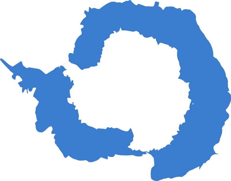 Antarctica Island Map with Blue Outline PNG
